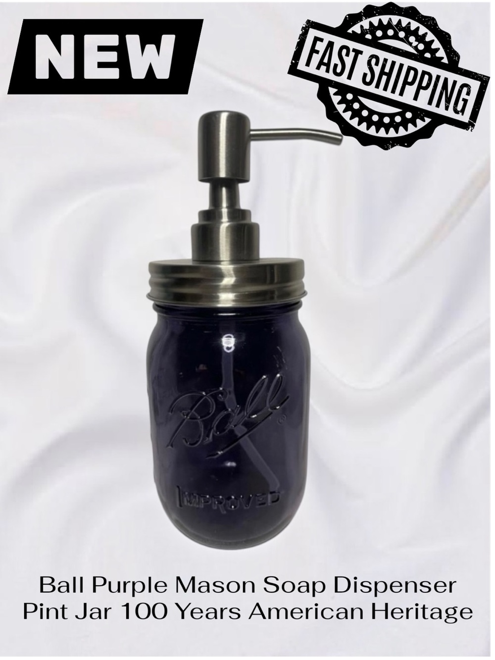 Ball Purple Mason Pint Jar Soap Dispenser 100 Years American Heritage FAST SHIP